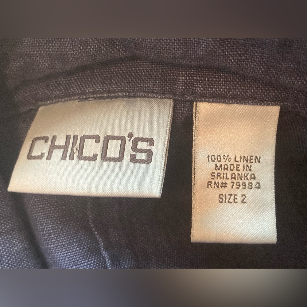 Chico’s 100% Linen blue Zip Up Jacket. Size Large. - Picture 4 of 12